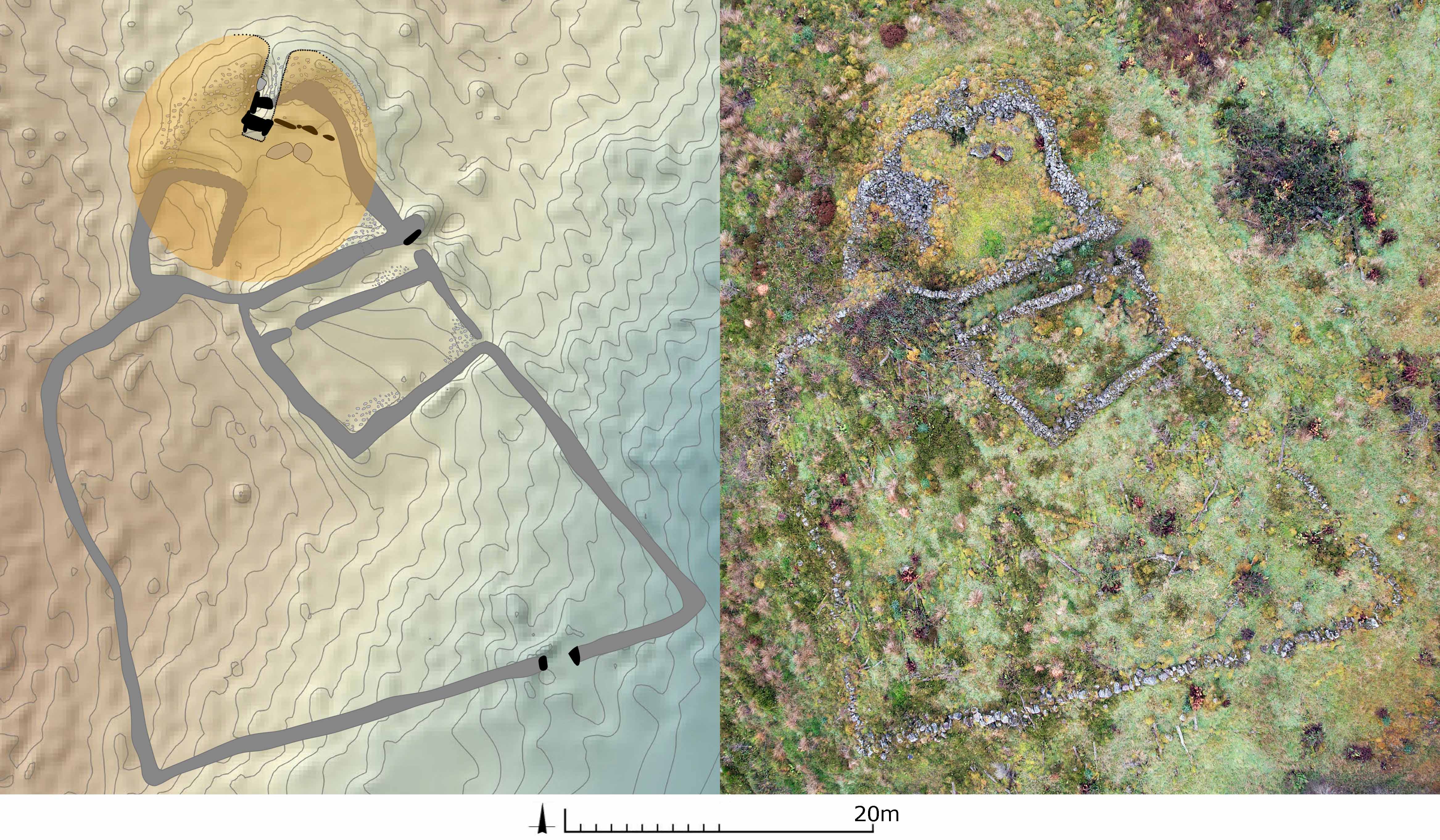 3 Bencallen Cairn PLAN and AP copyright AOC Archaeology and Matt Ritchie
