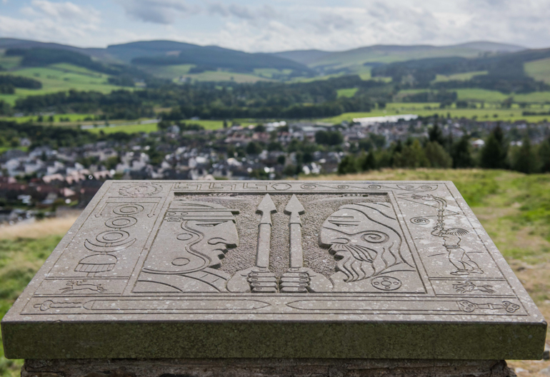 Details of stone culptures, Pirn Hill, Caberston Forest