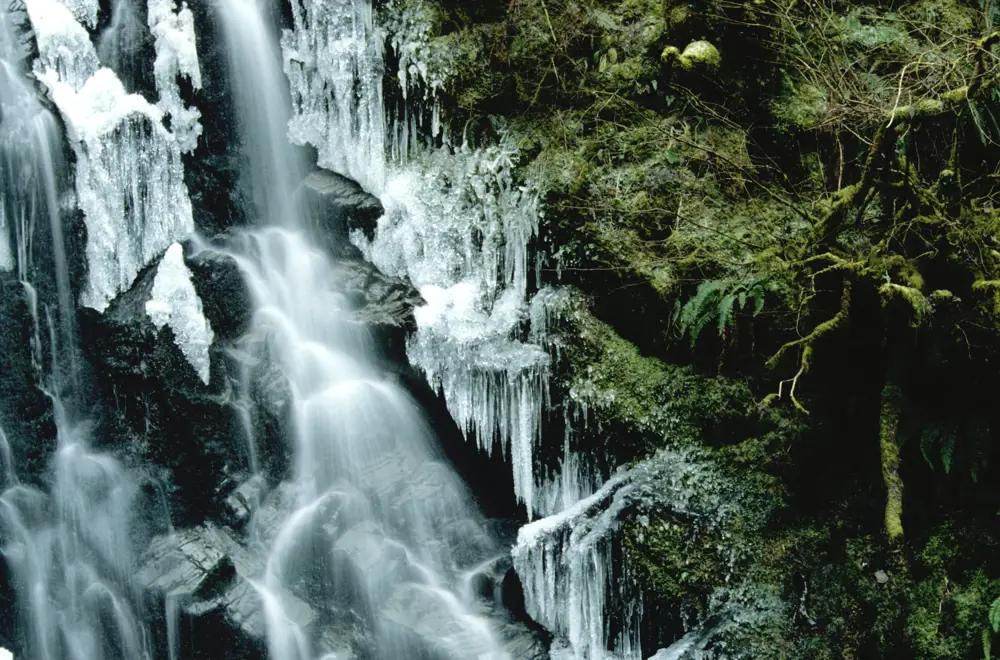 Waterfall frozen into ice