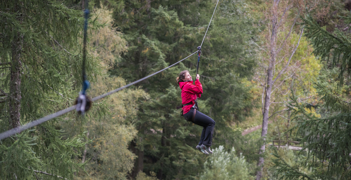Woman on zip wire