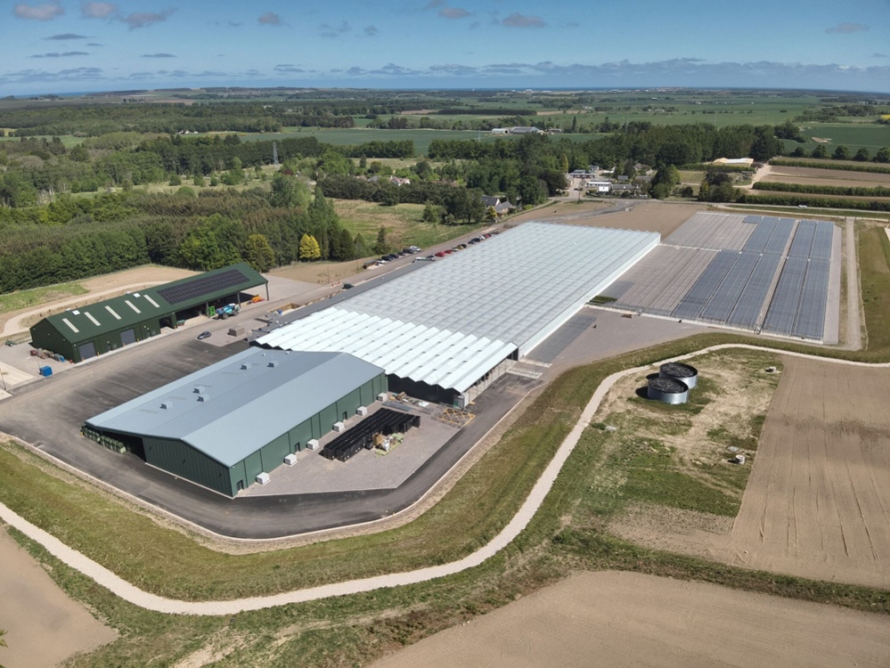 Ariel shot of large industrial buildings