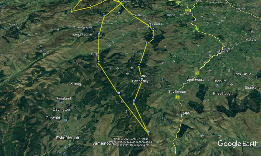 Flight path of osprey